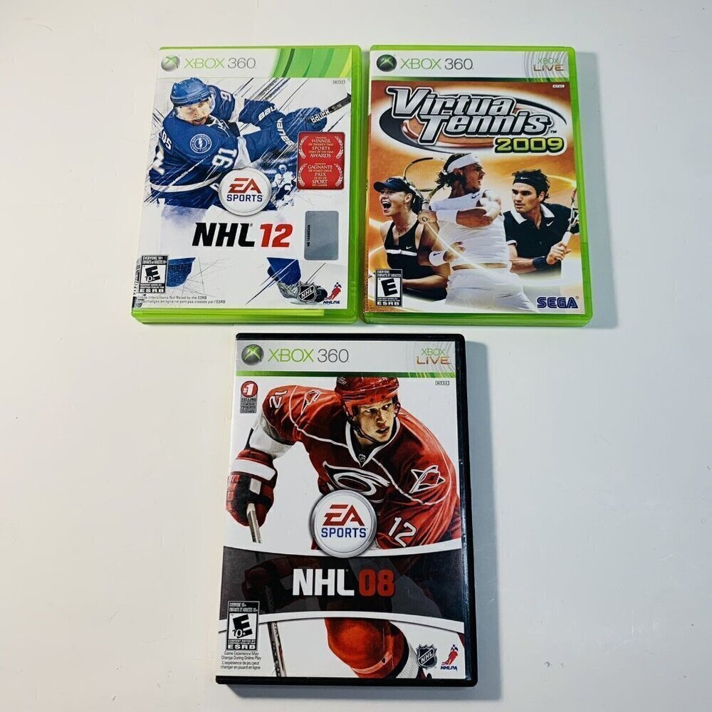 Xbox‎ 360 Games Lot NHL 8 NHL 12 Virtua Tennis 2009